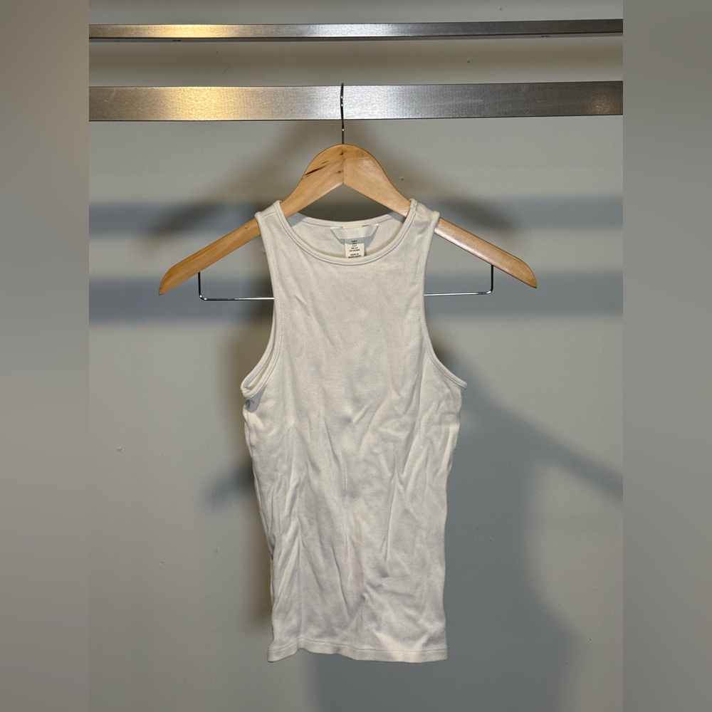 H&M White Slim Fit Rib-Knit Tank Top 💕